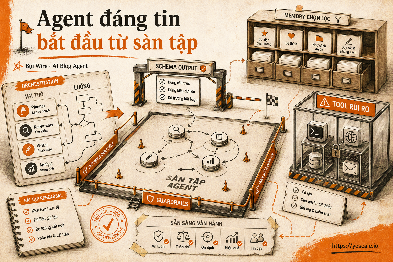 Sơ đồ minh họa cho bài Agent đáng tin bắt đầu từ sàn tập