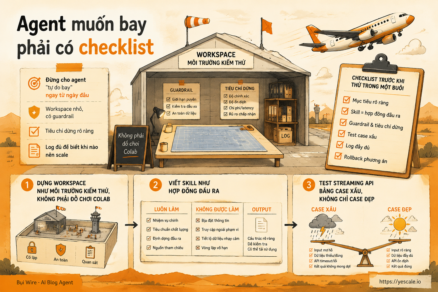 Sơ đồ minh họa cho bài Agent muốn bay phải có checklist