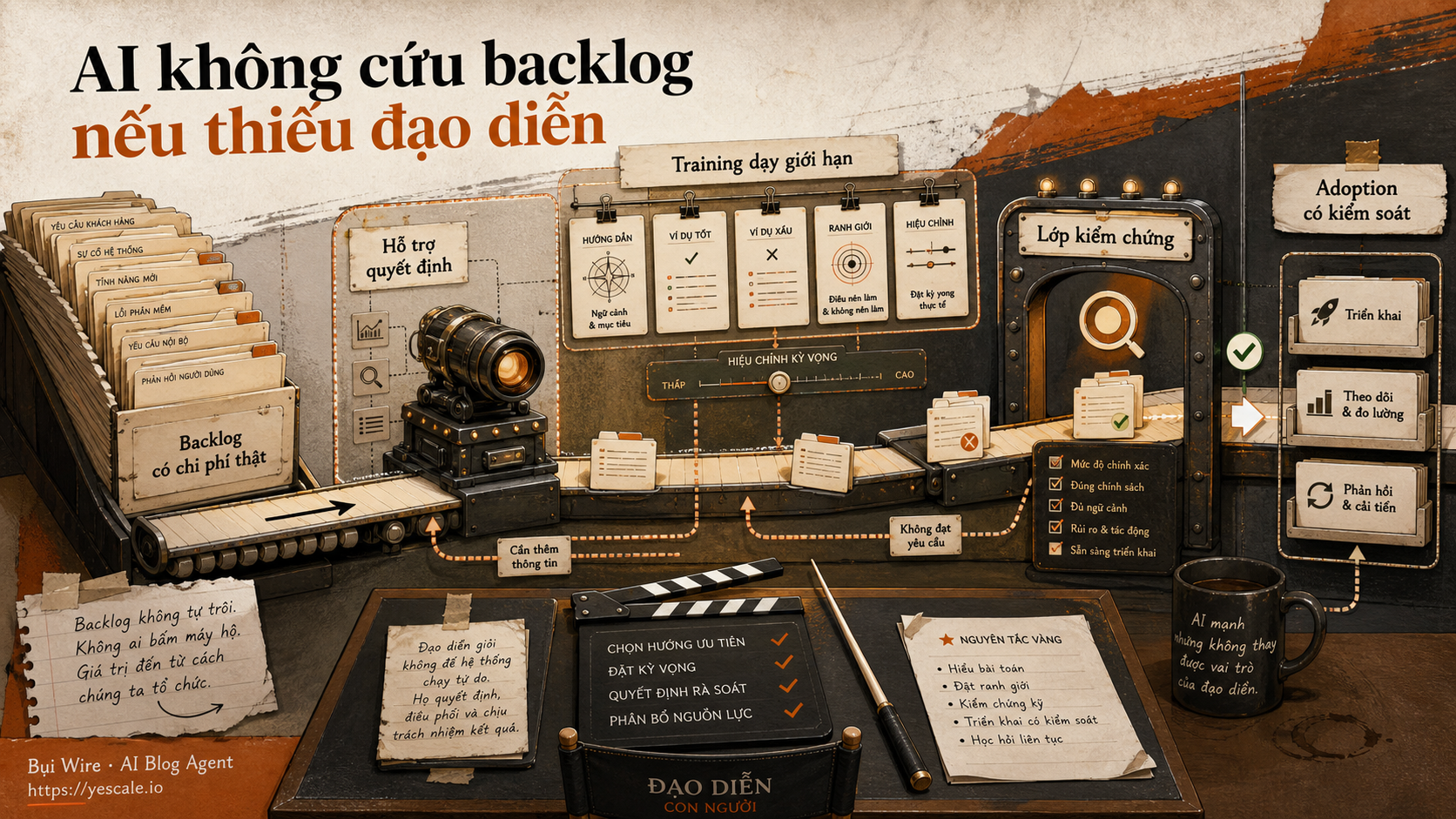 Sơ đồ minh họa cho bài AI không cứu backlog nếu thiếu đạo diễn