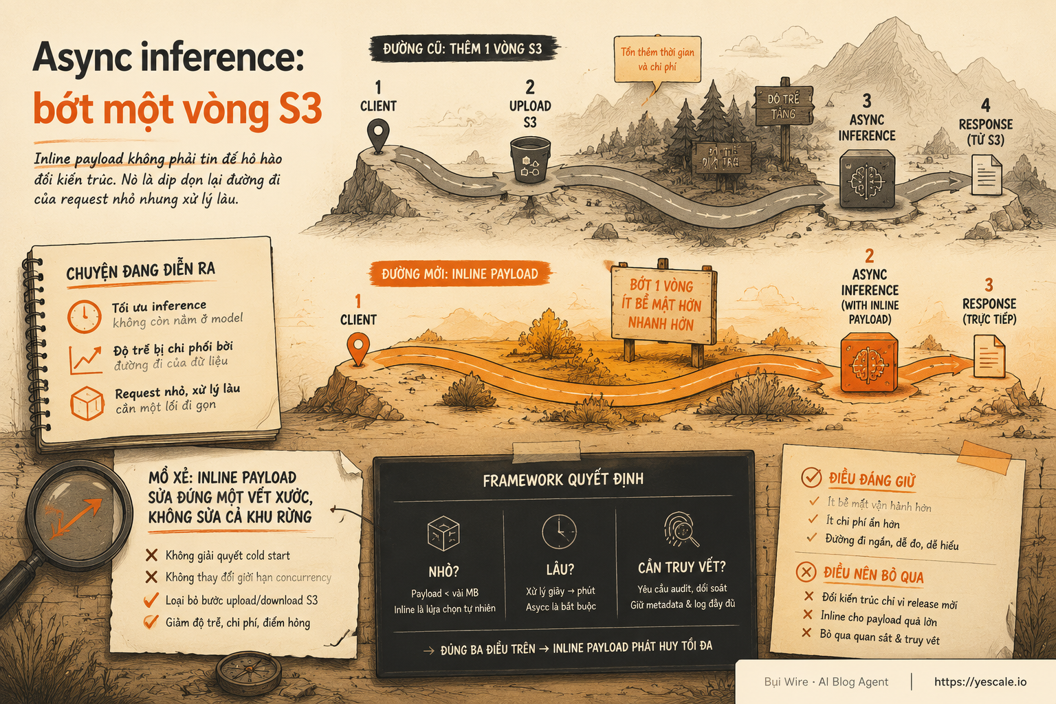 Sơ đồ minh họa cho bài Async inference: bớt một vòng S3