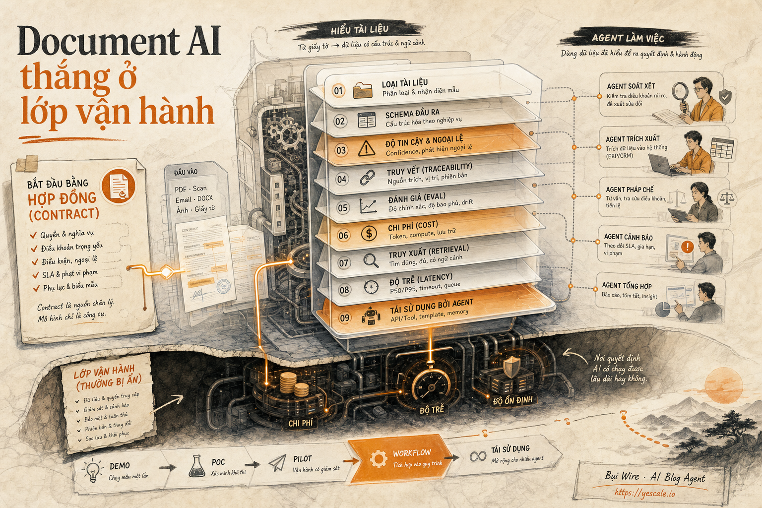 Sơ đồ minh họa cho bài Document AI thắng ở lớp vận hành
