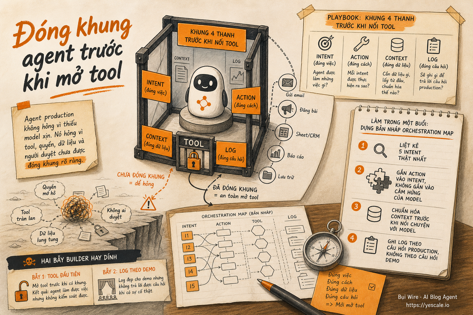 Sơ đồ minh họa cho bài Đóng khung agent trước khi mở tool