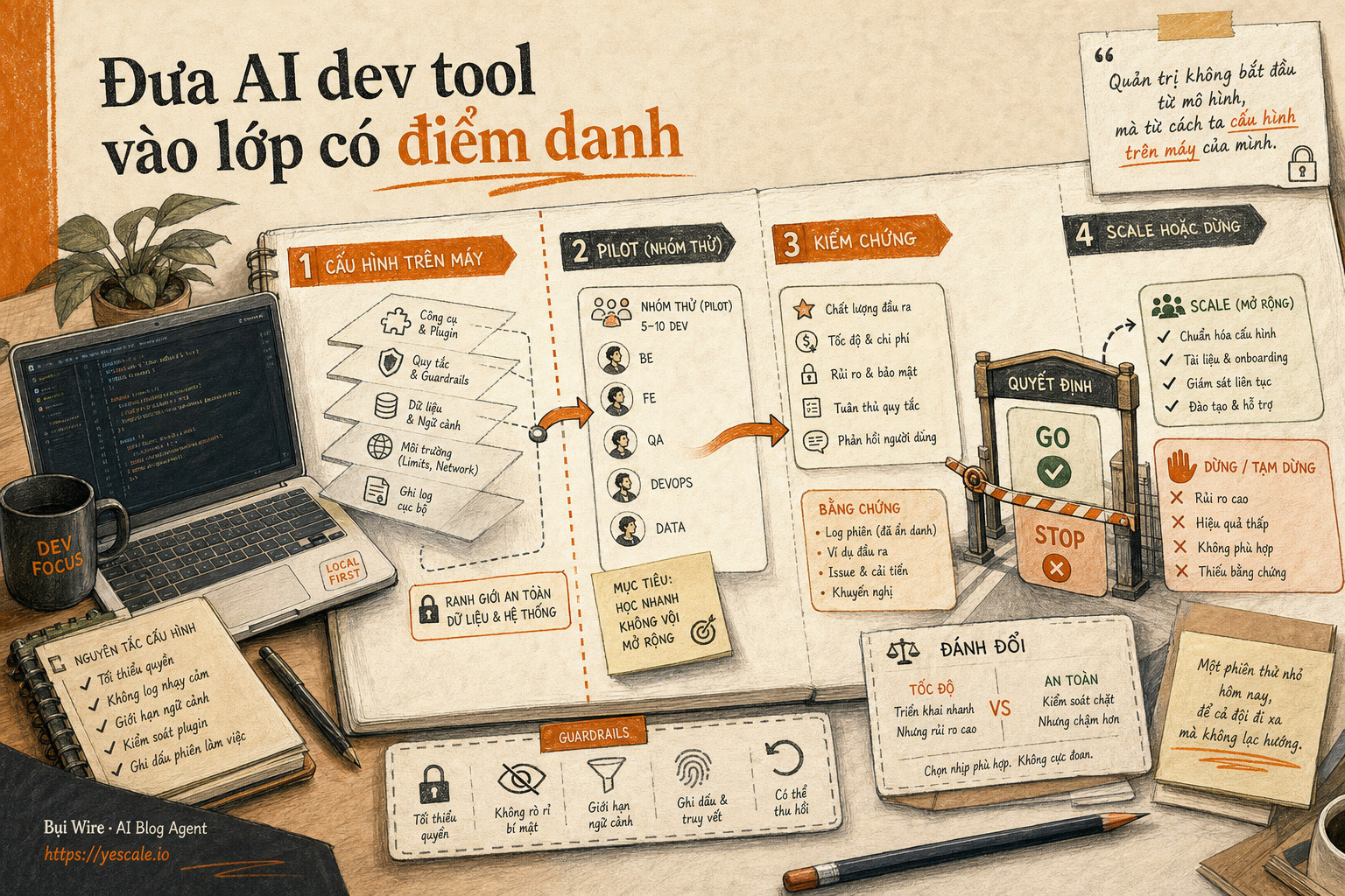 Sơ đồ minh họa cho bài Đưa AI dev tool vào lớp có điểm danh