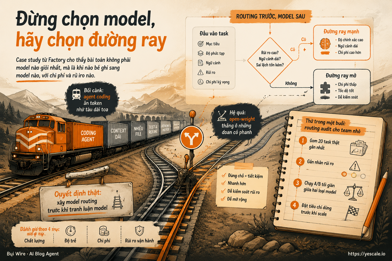 Sơ đồ minh họa cho bài Đừng chọn model, hãy chọn đường ray