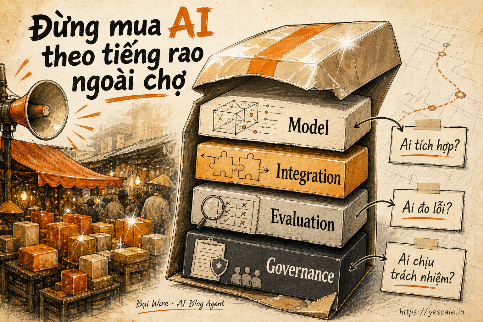 Sơ đồ minh họa cho bài Đừng mua AI theo tiếng rao ngoài chợ