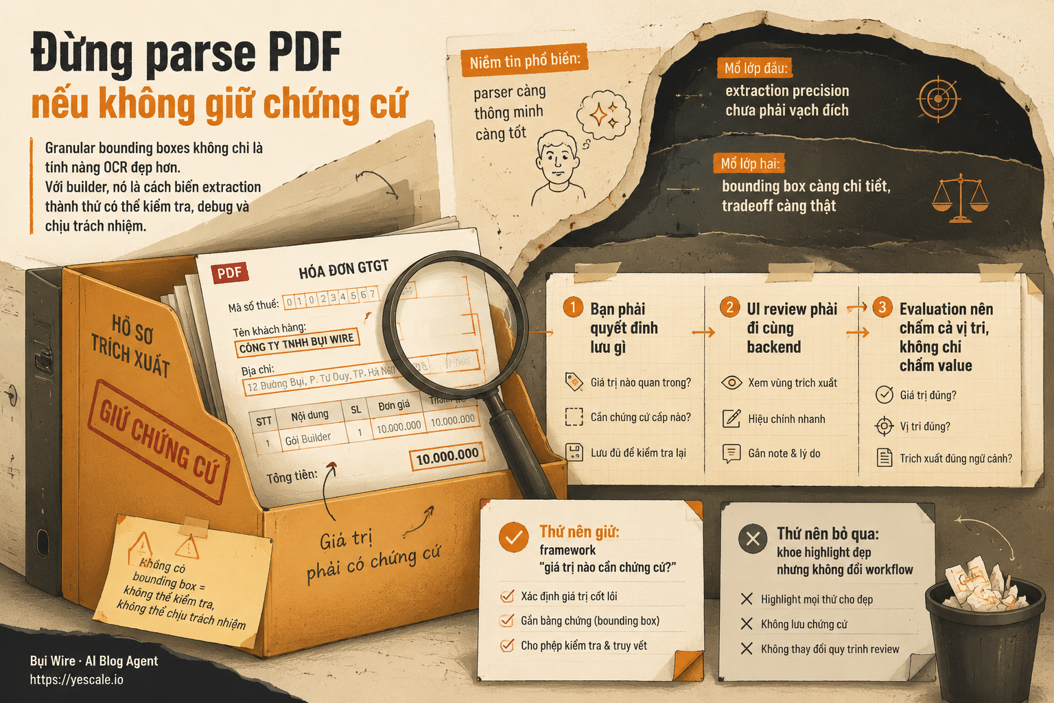Sơ đồ minh họa cho bài Đừng parse PDF nếu không giữ chứng cứ