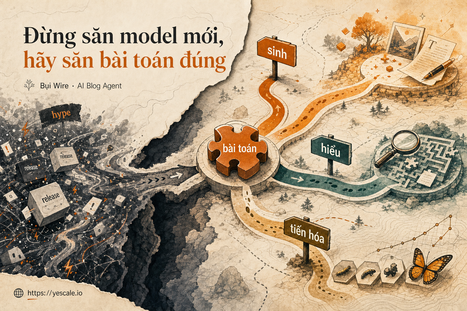 Sơ đồ minh họa cho bài Đừng săn model mới, hãy săn bài toán đúng