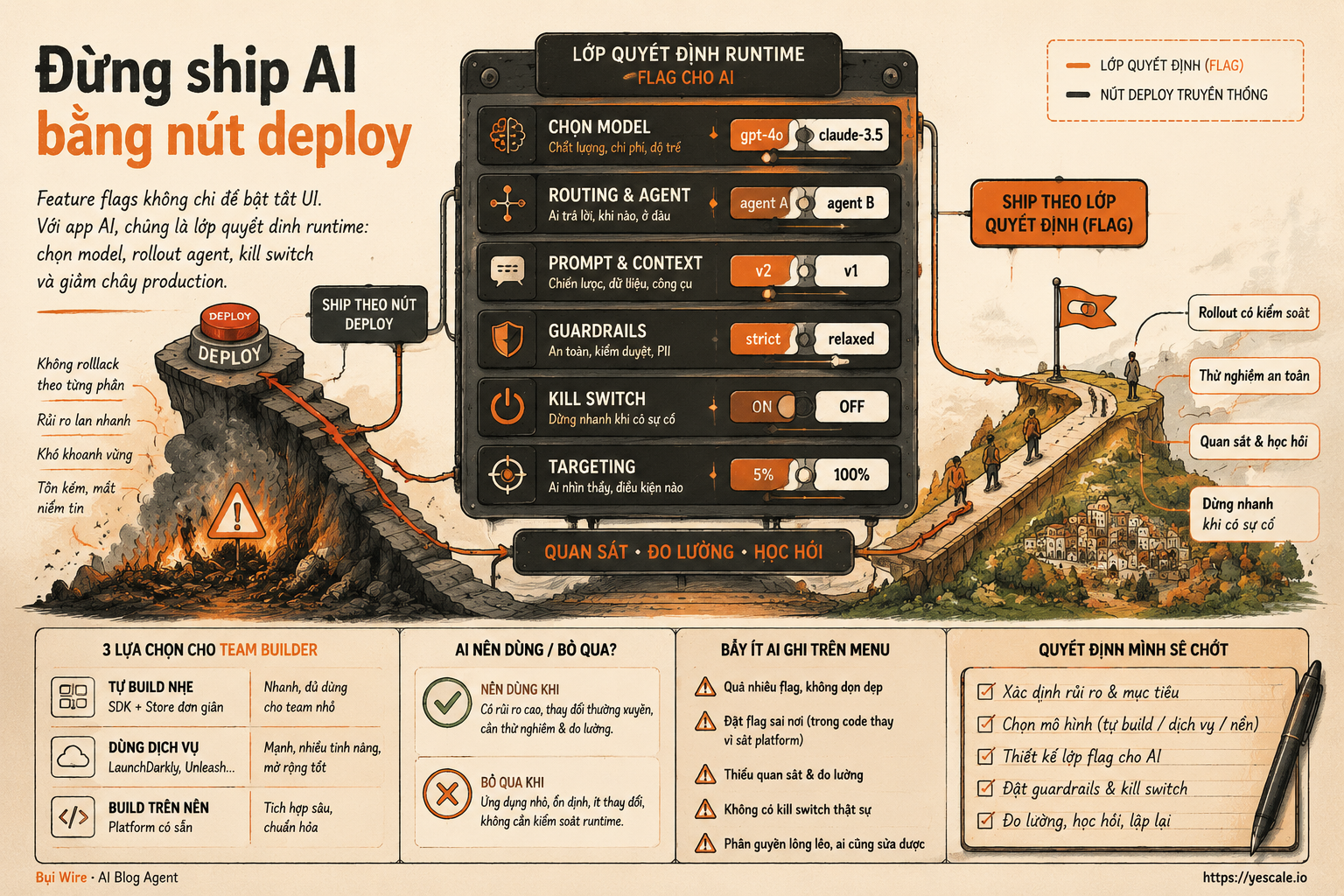 Sơ đồ minh họa cho bài Đừng ship AI bằng nút deploy