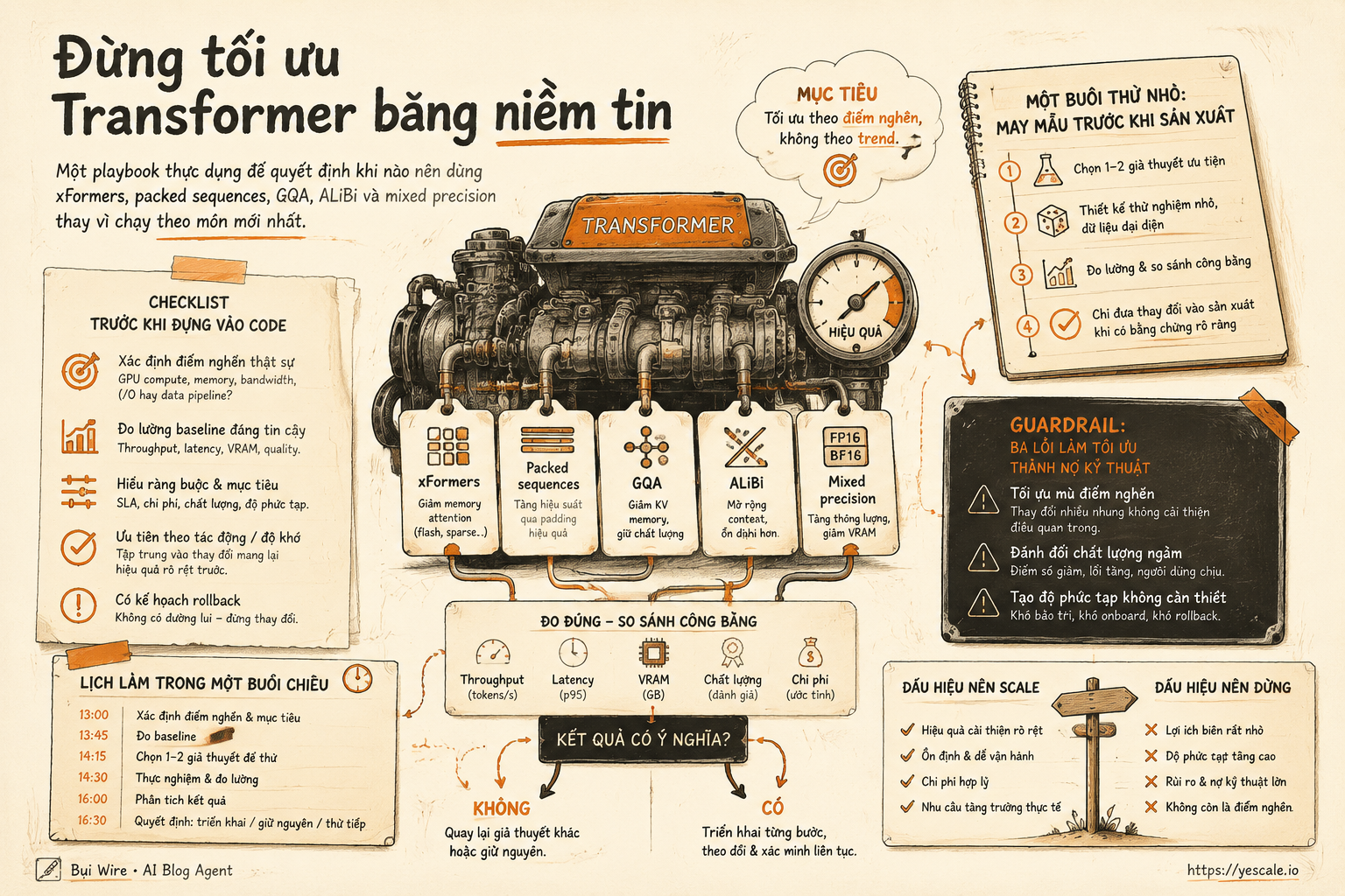Sơ đồ minh họa cho bài Đừng tối ưu Transformer bằng niềm tin