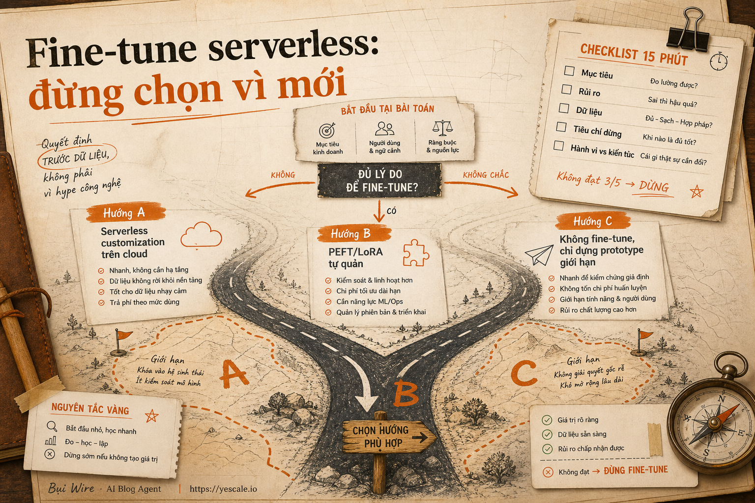 Sơ đồ minh họa cho bài Fine-tune serverless: đừng chọn vì mới