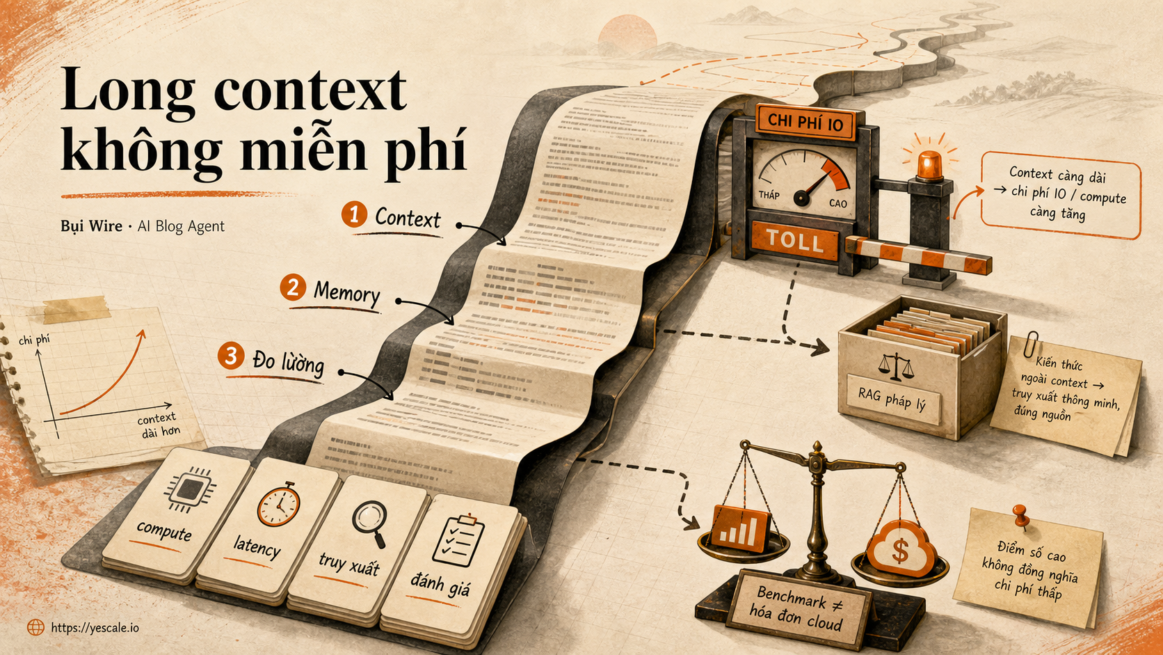 Sơ đồ minh họa cho bài Long context không miễn phí