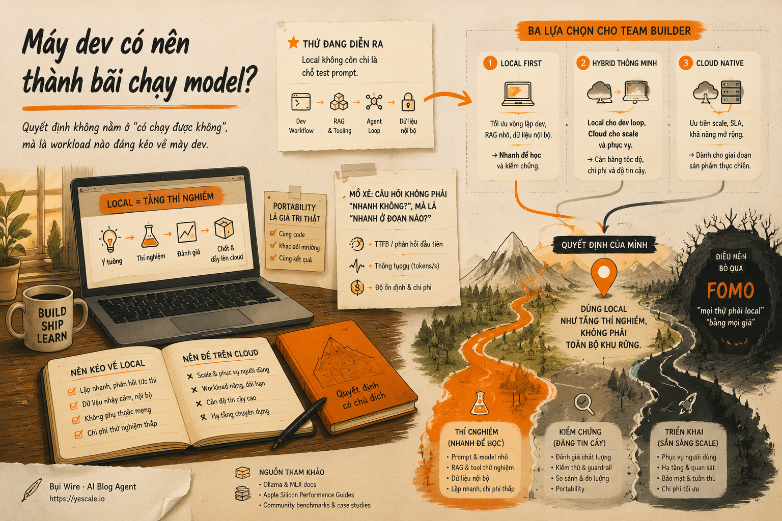 Sơ đồ minh họa cho bài Máy dev có nên thành bãi chạy model?