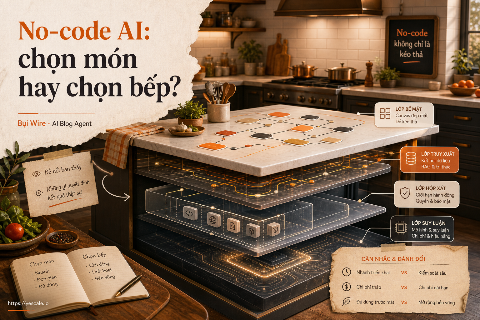 Sơ đồ minh họa cho bài No-code AI: chọn món hay chọn bếp?