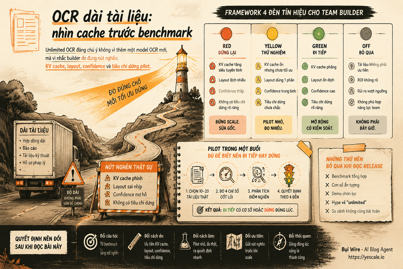 Sơ đồ minh họa cho bài OCR dài tài liệu: nhìn cache trước benchmark