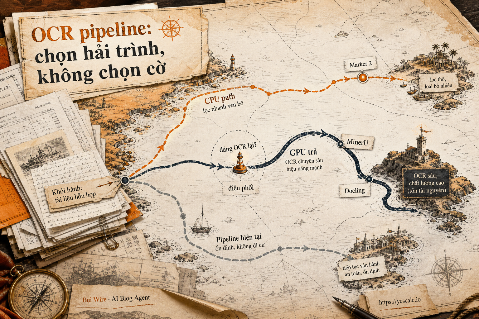 Sơ đồ minh họa cho bài OCR pipeline: chọn hải trình, không chọn cờ