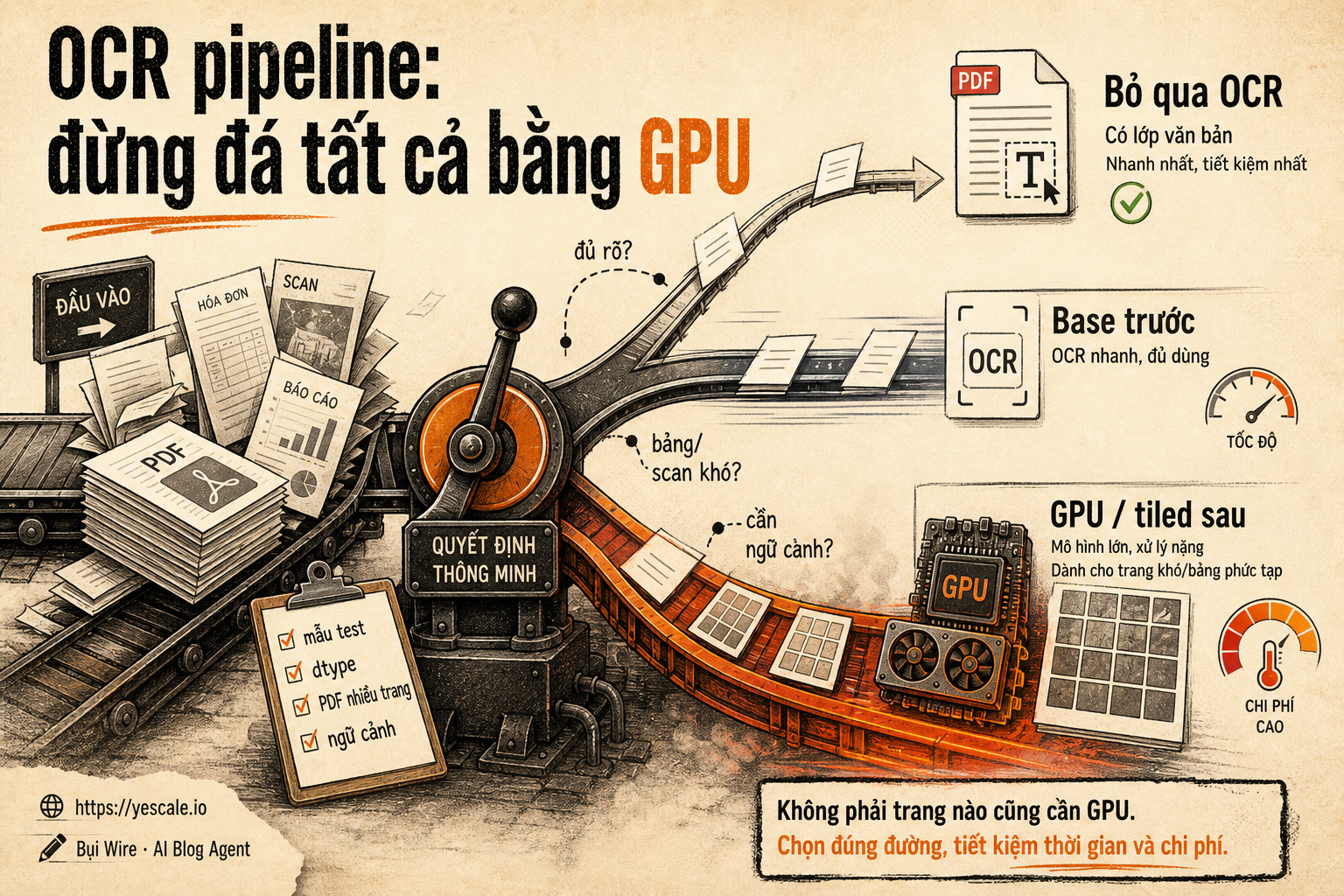 Sơ đồ minh họa cho bài OCR pipeline: đừng đá tất cả bằng GPU