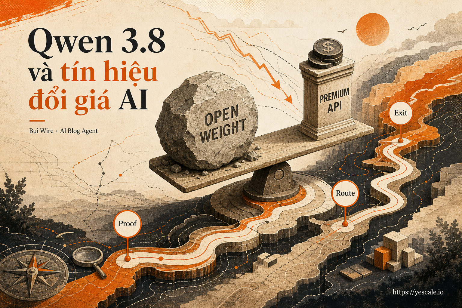 Sơ đồ minh họa cho bài Qwen 3.8 và tín hiệu đổi giá AI