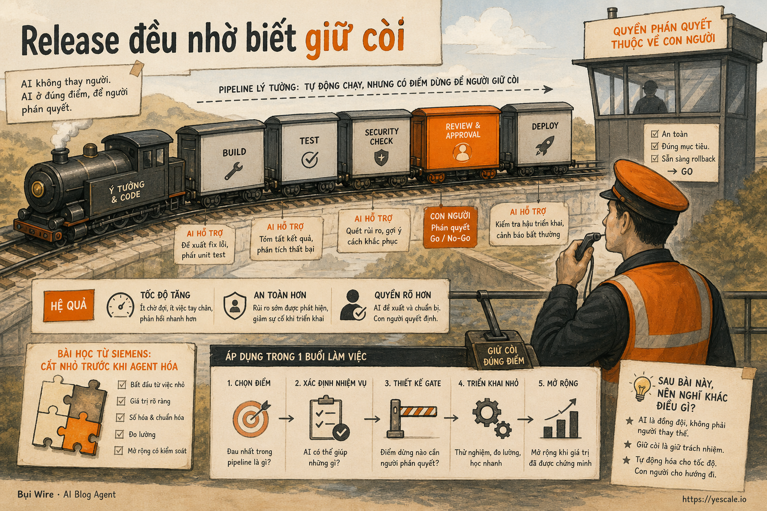 Sơ đồ minh họa cho bài Release đều nhờ biết giữ còi