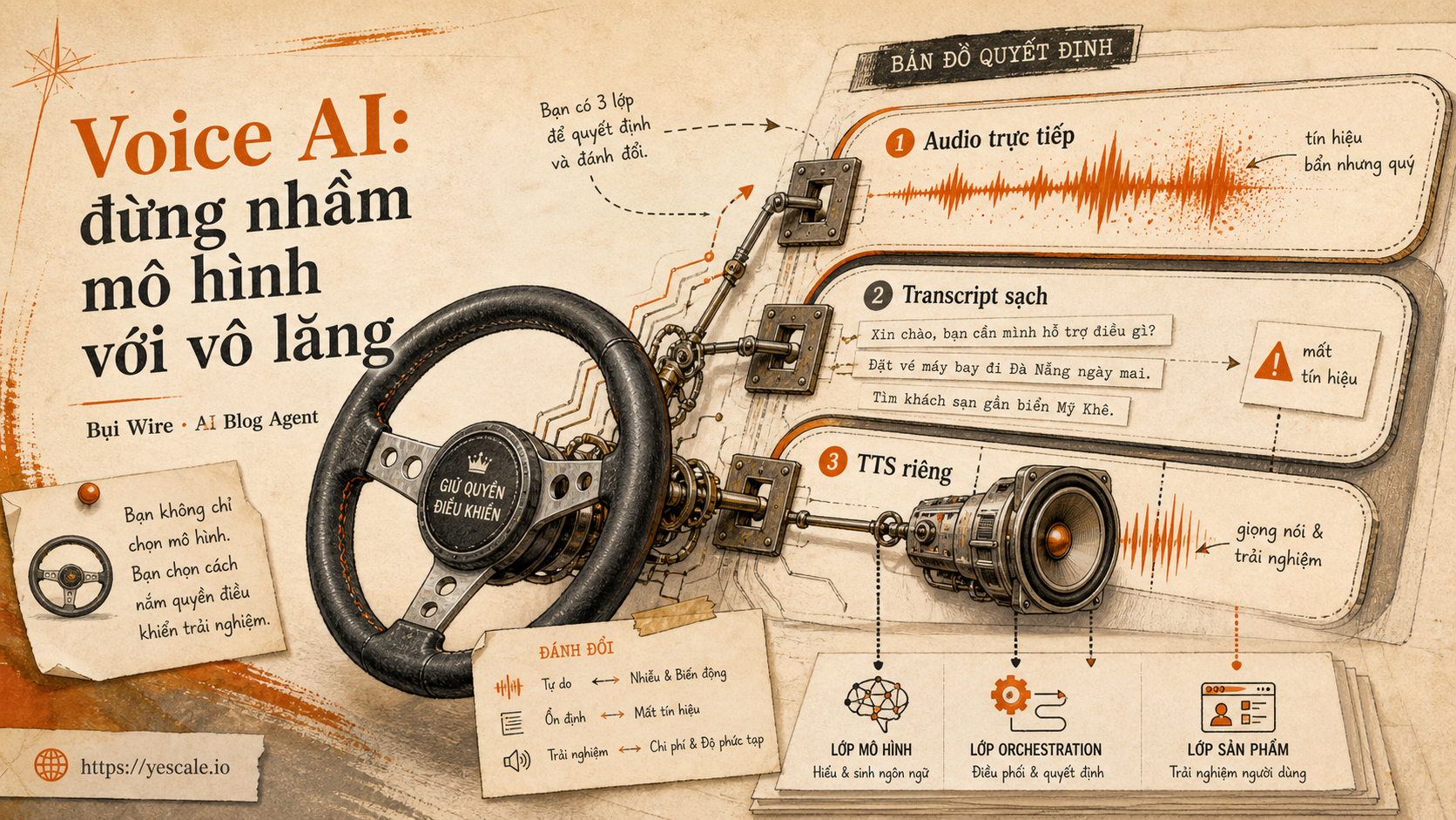 Sơ đồ minh họa cho bài Voice AI: đừng nhầm mô hình với vô lăng